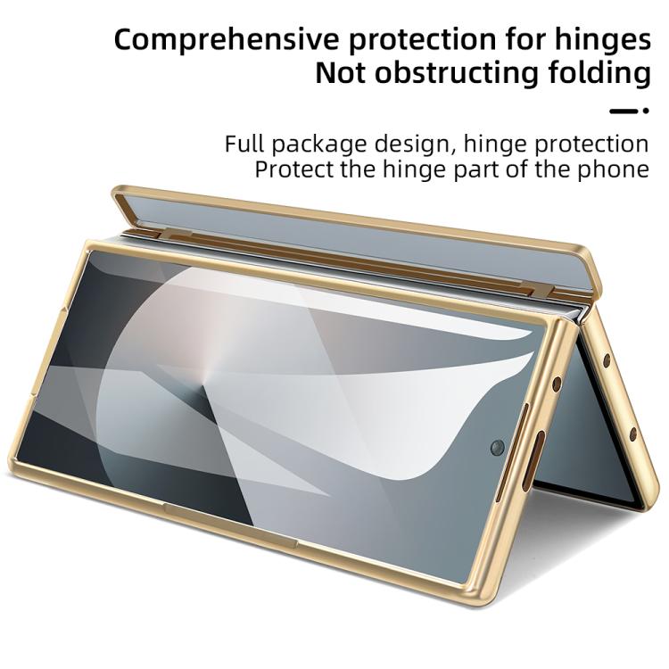 For Samsung Galaxy Z Fold5 5G VIETAO Electroplating Integrated Pen Slot Folding PU Phone Case with Stylus(Gold) - Galaxy Z Fold5 Cases by VIETAO | Online Shopping UK | buy2fix