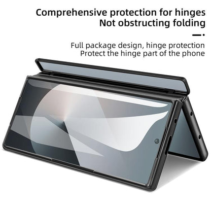 For Samsung Galaxy Z Fold5 5G VIETAO Electroplating Integrated Pen Slot Folding PU Phone Case with Stylus(Black) - Galaxy Z Fold5 Cases by VIETAO | Online Shopping UK | buy2fix