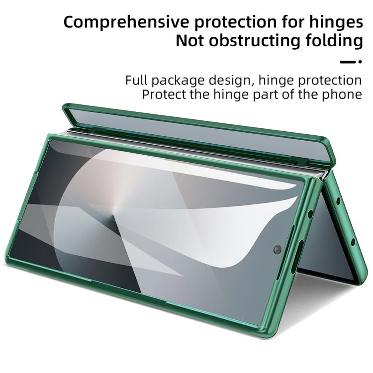 For Samsung Galaxy Z Fold5 5G VIETAO Electroplating Integrated Pen Slot Folding PU Phone Case with Stylus(Green) - Galaxy Z Fold5 Cases by VIETAO | Online Shopping UK | buy2fix