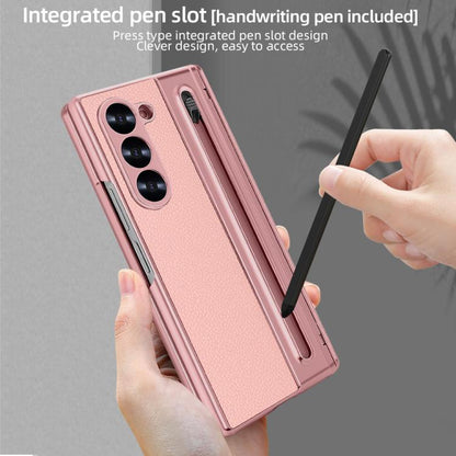 For Samsung Galaxy Z Fold4 5G VIETAO Electroplating Integrated Pen Slot Folding PU Phone Case with Stylus(Pink) - Galaxy Z Fold4 5G Cases by VIETAO | Online Shopping UK | buy2fix