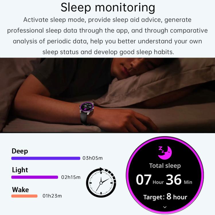 H77 1.43 inch AMOLED Screen Health & Fitness Smart Watch IP67 Waterproof Support BT Call(Black) - Smart Watches by buy2fix | Online Shopping UK | buy2fix