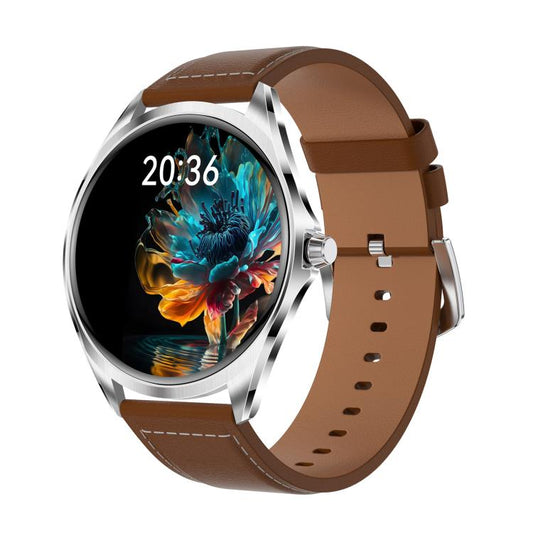 H78 1.43 inch AMOLED Screen Health & Fitness Smart Watch IP67 Waterproof Support BT Call(Silver Shell Brown Leather) - Smart Watches by buy2fix | Online Shopping UK | buy2fix