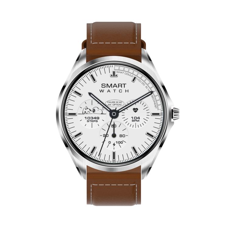 H78 1.43 inch AMOLED Screen Health & Fitness Smart Watch IP67 Waterproof Support BT Call(Silver Shell Brown Leather) - Smart Watches by buy2fix | Online Shopping UK | buy2fix