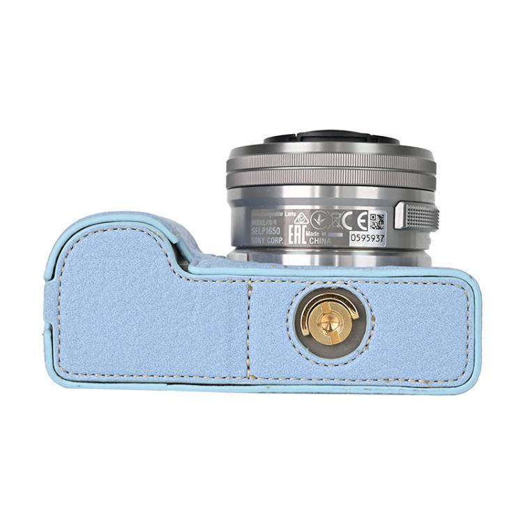For Sony ZV-E10 Litchi Texture PU Leather Camera Half Case Base(Blue) - Half Case by buy2fix | Online Shopping UK | buy2fix