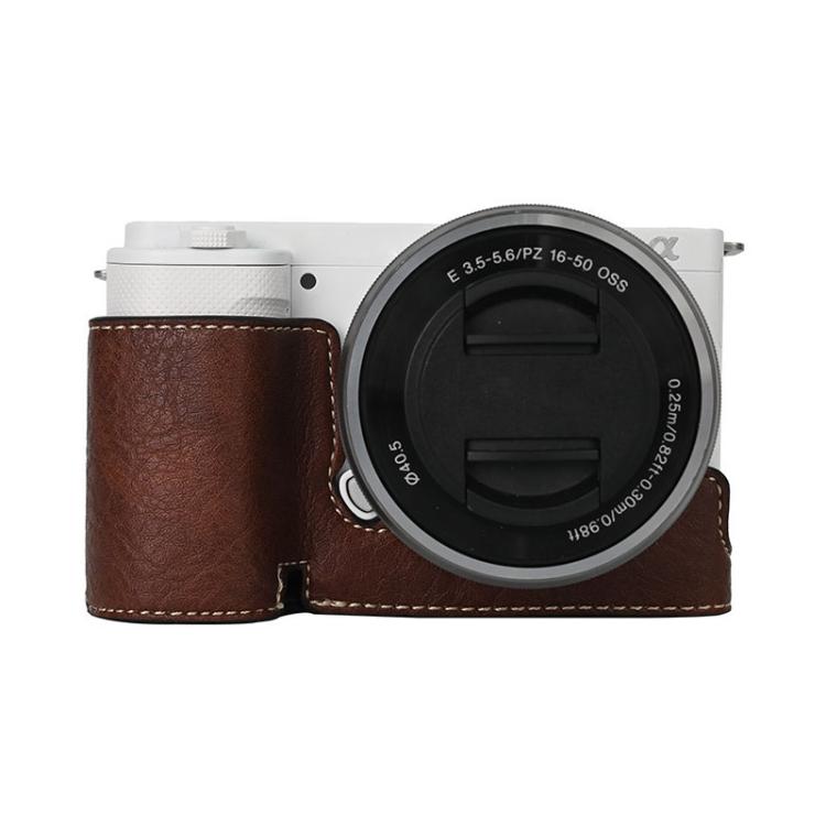 For Sony ZV-E10 Litchi Texture PU Leather Camera Half Case Base(Coffee) - Half Case by buy2fix | Online Shopping UK | buy2fix