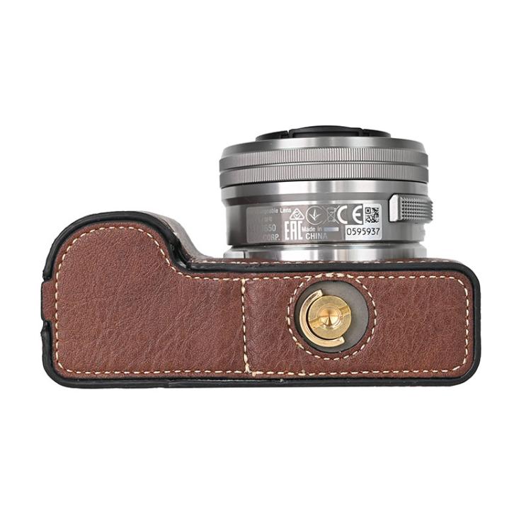 For Sony ZV-E10 Litchi Texture PU Leather Camera Half Case Base(Coffee) - Half Case by buy2fix | Online Shopping UK | buy2fix