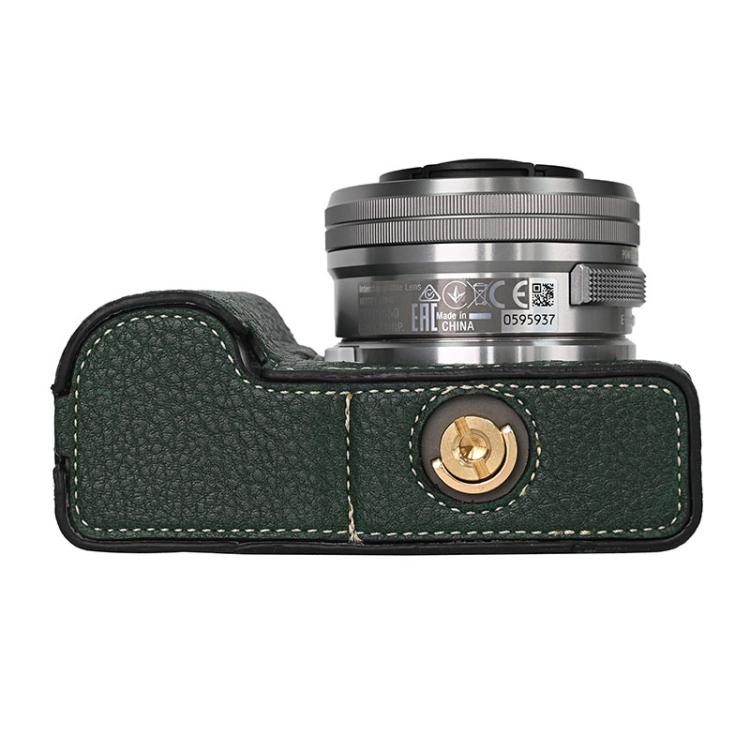 For Sony ZV-E10 Litchi Texture PU Leather Camera Half Case Base(Green) - Half Case by buy2fix | Online Shopping UK | buy2fix
