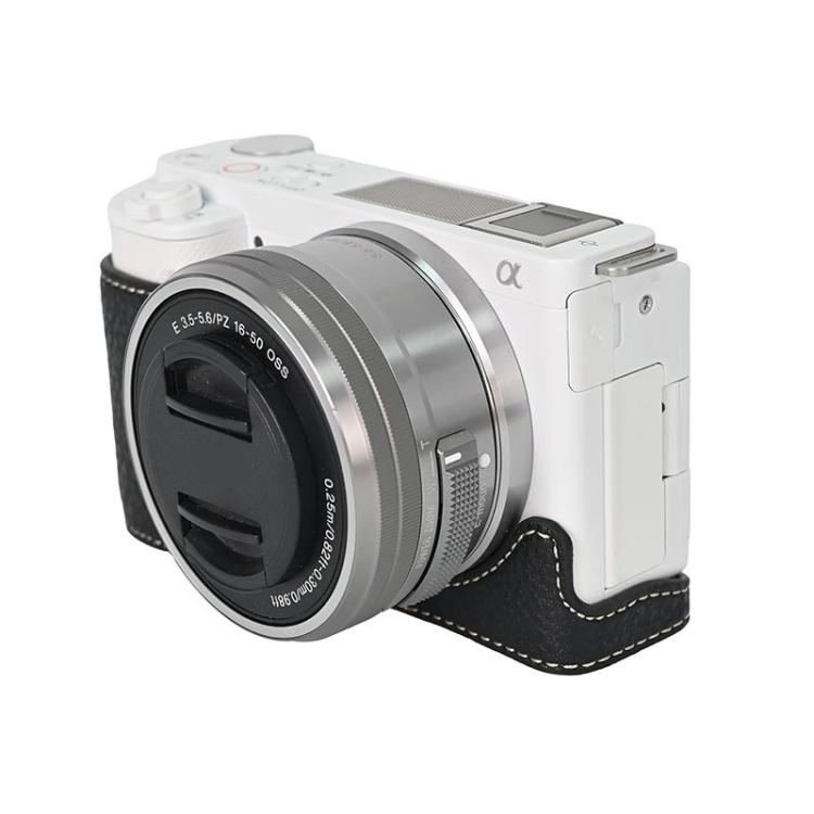 For Sony ZV-E10 Litchi Texture PU Leather Camera Half Case Base(Black) - Half Case by buy2fix | Online Shopping UK | buy2fix