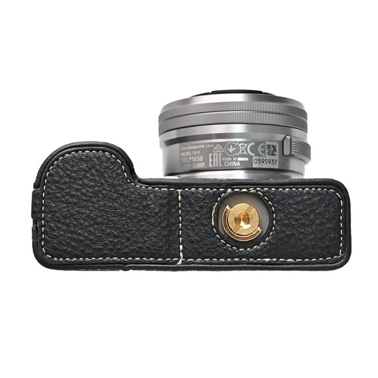 For Sony ZV-E10 Litchi Texture PU Leather Camera Half Case Base(Black) - Half Case by buy2fix | Online Shopping UK | buy2fix