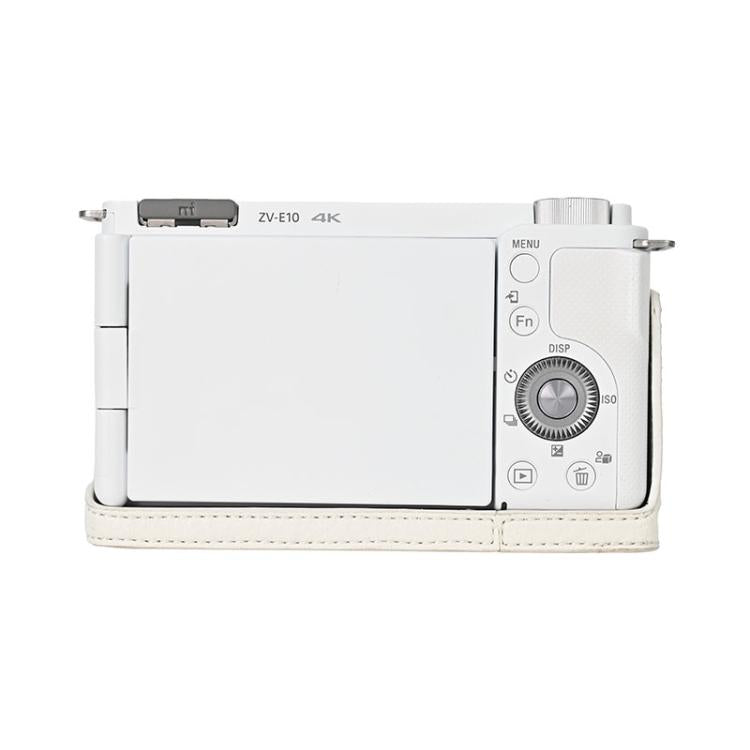 For Sony ZV-E10 Litchi Texture PU Leather Camera Half Case Base(White) - Half Case by buy2fix | Online Shopping UK | buy2fix