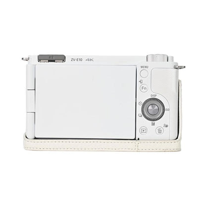 For Sony ZV-E10 Litchi Texture PU Leather Camera Half Case Base(White) - Half Case by buy2fix | Online Shopping UK | buy2fix