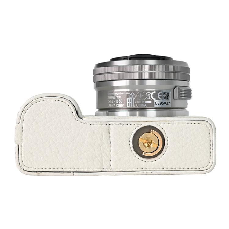 For Sony ZV-E10 Litchi Texture PU Leather Camera Half Case Base(White) - Half Case by buy2fix | Online Shopping UK | buy2fix
