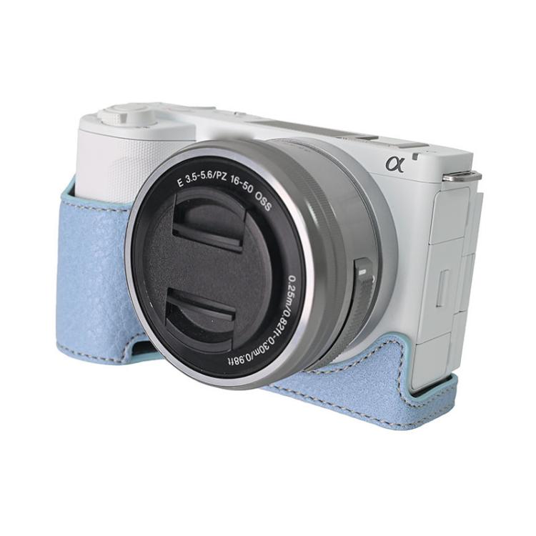 For Sony Alpha ZV-E10 II / ZV-E10M2 Litchi Texture PU Leather Camera Half Case Base(Blue) - Half Case by buy2fix | Online Shopping UK | buy2fix