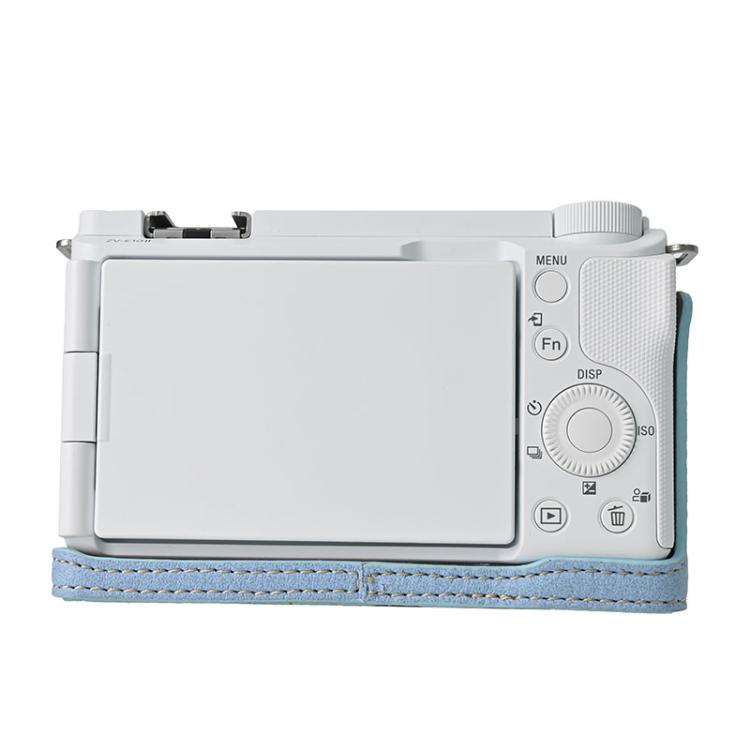 For Sony Alpha ZV-E10 II / ZV-E10M2 Litchi Texture PU Leather Camera Half Case Base(Blue) - Half Case by buy2fix | Online Shopping UK | buy2fix