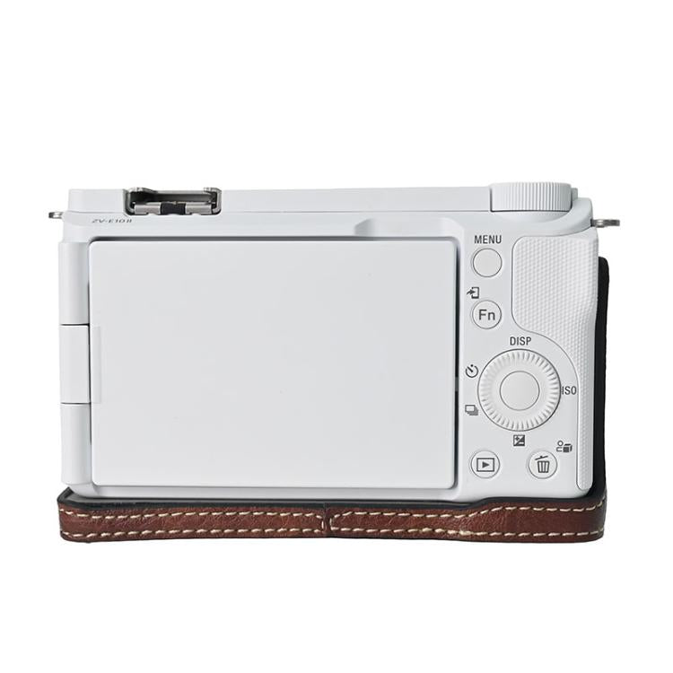 For Sony Alpha ZV-E10 II / ZV-E10M2 Litchi Texture PU Leather Camera Half Case Base(Coffee) - Half Case by buy2fix | Online Shopping UK | buy2fix