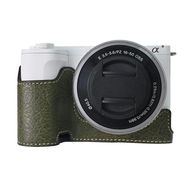For Sony Alpha ZV-E10 II / ZV-E10M2 Litchi Texture PU Leather Camera Half Case Base(Green) - Half Case by buy2fix | Online Shopping UK | buy2fix