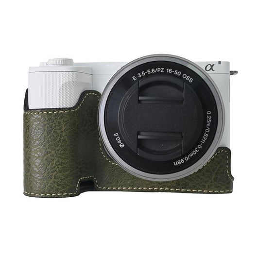 For Sony Alpha ZV-E10 II / ZV-E10M2 Litchi Texture PU Leather Camera Half Case Base(Green) - Half Case by buy2fix | Online Shopping UK | buy2fix