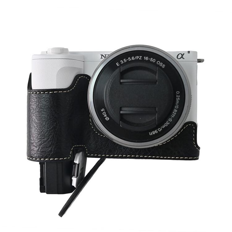 For Sony Alpha ZV-E10 II / ZV-E10M2 Litchi Texture PU Leather Camera Half Case Base(Black) - Half Case by buy2fix | Online Shopping UK | buy2fix