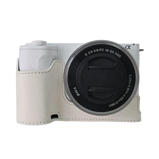 For Sony Alpha ZV-E10 II / ZV-E10M2 Litchi Texture PU Leather Camera Half Case Base(White) - Half Case by buy2fix | Online Shopping UK | buy2fix