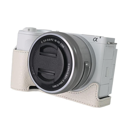 For Sony Alpha ZV-E10 II / ZV-E10M2 Litchi Texture PU Leather Camera Half Case Base(White) - Half Case by buy2fix | Online Shopping UK | buy2fix