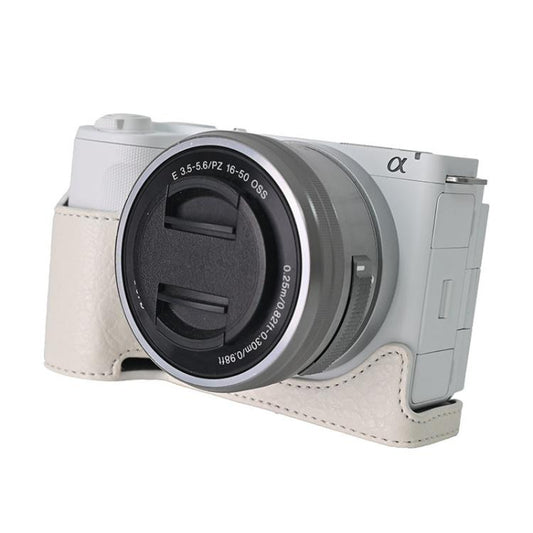For Sony Alpha ZV-E10 II / ZV-E10M2 Litchi Texture PU Leather Camera Half Case Base(White) - Half Case by buy2fix | Online Shopping UK | buy2fix