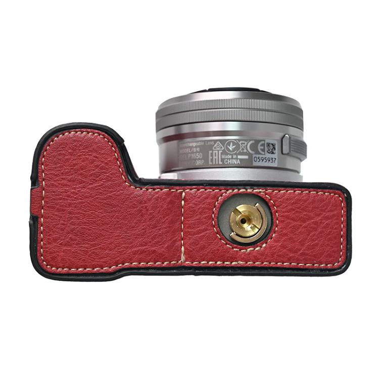 For Sony Alpha ZV-E10 II / ZV-E10M2 Litchi Texture PU Leather Camera Half Case Base(Wine Red) - Half Case by buy2fix | Online Shopping UK | buy2fix