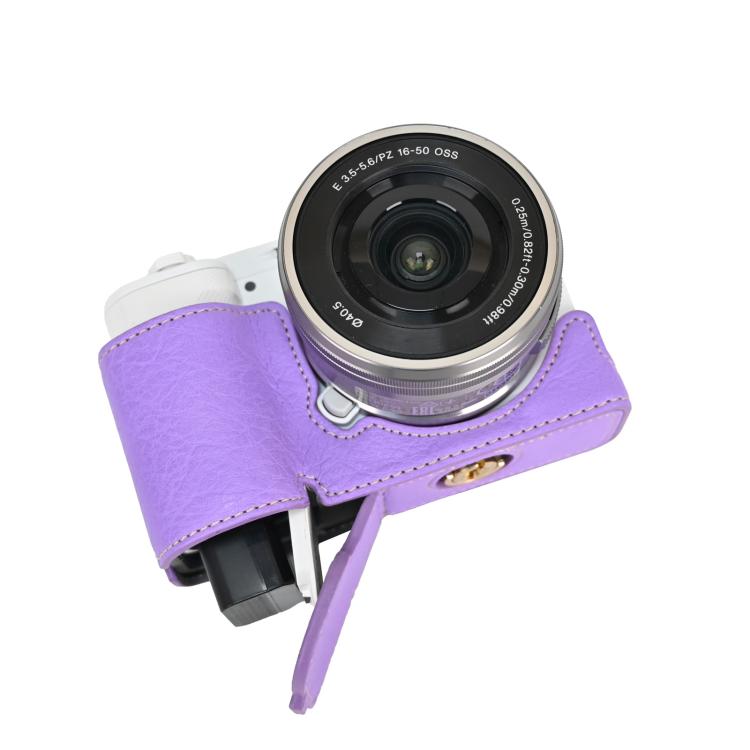For Sony Alpha ZV-E10 II / ZV-E10M2 Litchi Texture PU Leather Camera Half Case Base(Purple) - Half Case by buy2fix | Online Shopping UK | buy2fix