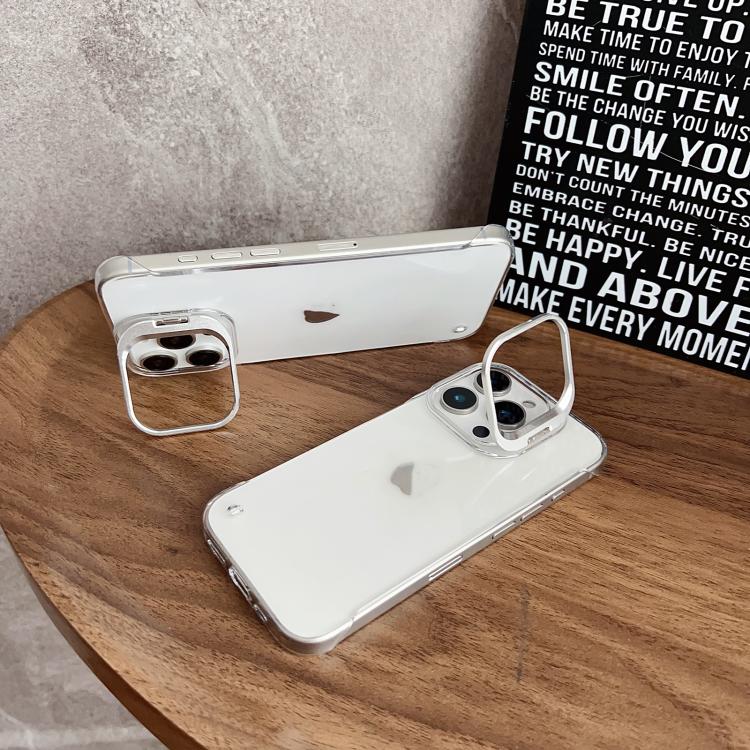 For iPhone 15 Ultra-thin Transparent Frameless Lens Holder Phone Case - iPhone 15 Cases by buy2fix | Online Shopping UK | buy2fix