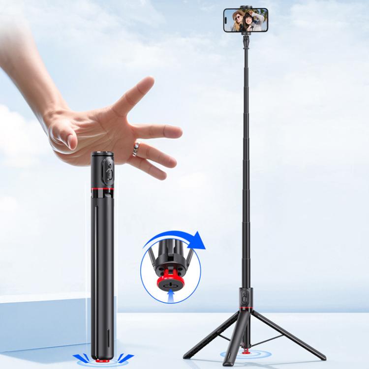 TT01 1.77m All-in-one Auto Pop Open Tripod Magnetic Remote Selfie Stick(Black) - Selfie Sticks by buy2fix | Online Shopping UK | buy2fix