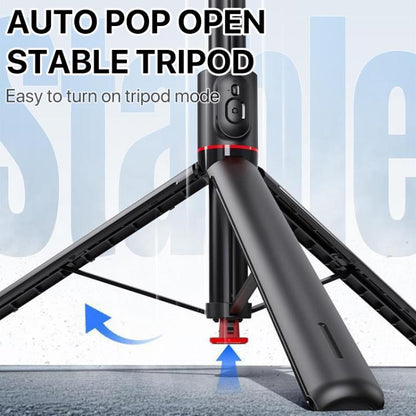 TT01 1.77m All-in-one Auto Pop Open Tripod Magnetic Remote Selfie Stick(Black) - Selfie Sticks by buy2fix | Online Shopping UK | buy2fix