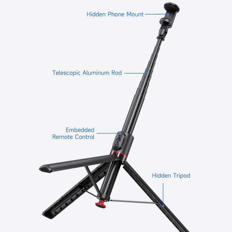 TT01 1.77m All-in-one Auto Pop Open Tripod Magnetic Remote Selfie Stick(Black) - Selfie Sticks by buy2fix | Online Shopping UK | buy2fix