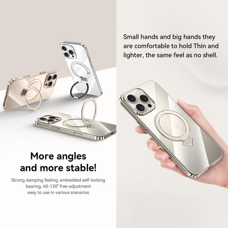For iPhone 16 Pro Max SULADA Electroplated Transparent MagSafe Holder Phone Case(Grey) - iPhone 16 Pro Max Cases by SULADA | Online Shopping UK | buy2fix