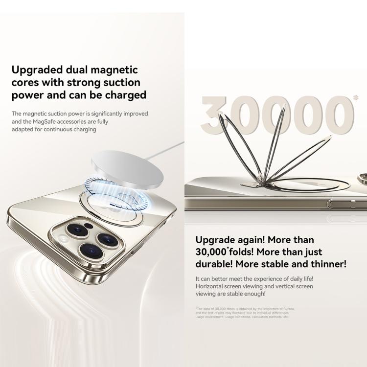For iPhone 15 Pro Max SULADA Electroplated Transparent MagSafe Holder Phone Case(Silver) - iPhone 15 Pro Max Cases by SULADA | Online Shopping UK | buy2fix