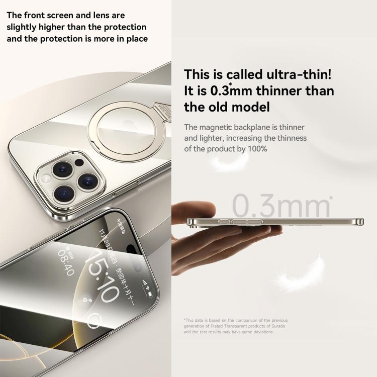 For iPhone 16 Pro Max SULADA Electroplated Transparent MagSafe Holder Phone Case(Gold) - iPhone 16 Pro Max Cases by SULADA | Online Shopping UK | buy2fix