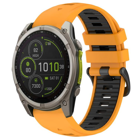 For Garmin 20mm xDfind Dual Color Quick Release Steel Buckle Silicone Watch Band(Orange+Black)