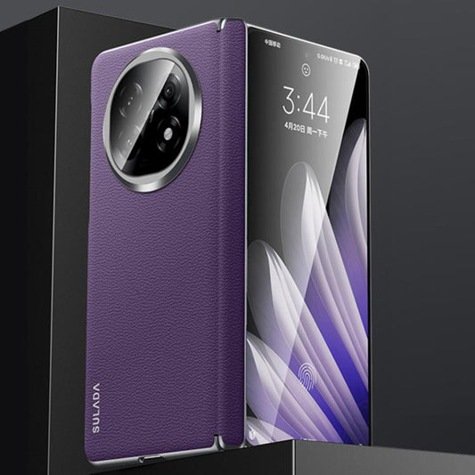 For OPPO Find N5 SULADA Frameless Top Layer Cowhide Leather Hybrid PC Phone Case(Purple) - Find N5 Cases by SULADA | Online Shopping UK | buy2fix