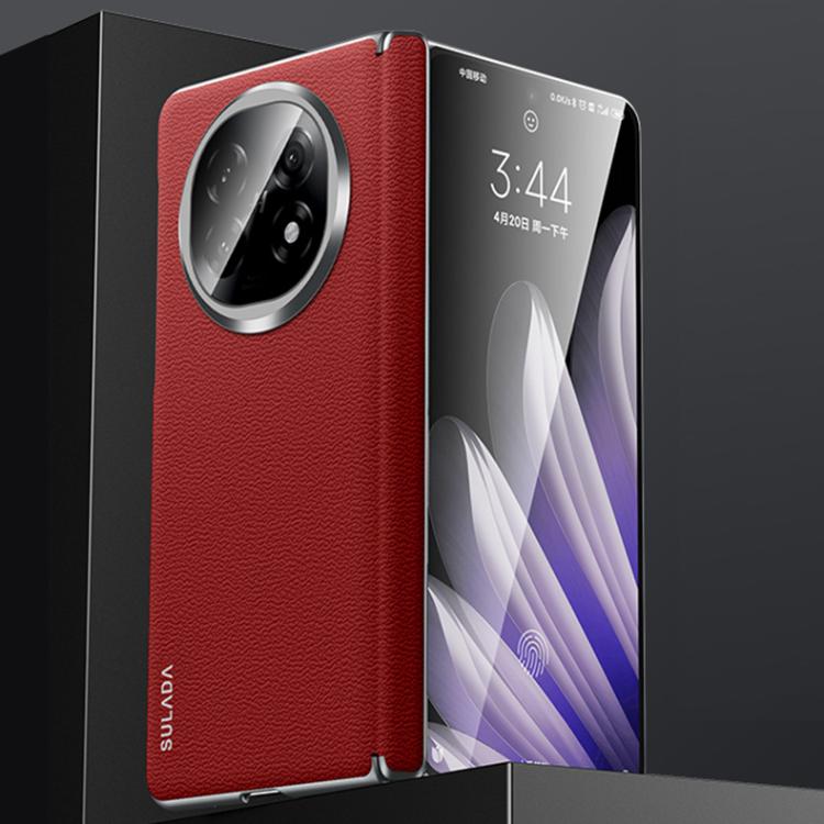 For OPPO Find N5 SULADA Frameless Top Layer Cowhide Leather Hybrid PC Phone Case(Red) - Find N5 Cases by SULADA | Online Shopping UK | buy2fix