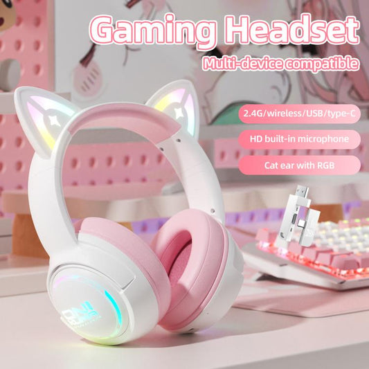 ONIKUMA GT838 2.4G Head-mounted Wireless Bluetooth Headphone(Pink) - Headset & Headphone by ONIKUMA | Online Shopping UK | buy2fix
