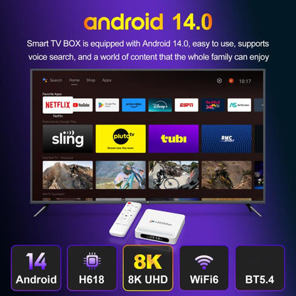 H96 Max H618 Plus Android 14.0 Smart TV Box, 2GB+16GB, Allwinner H618 Quad-core ARM Cortex-A53(US Plug) - Allwinner H6 by buy2fix | Online Shopping UK | buy2fix