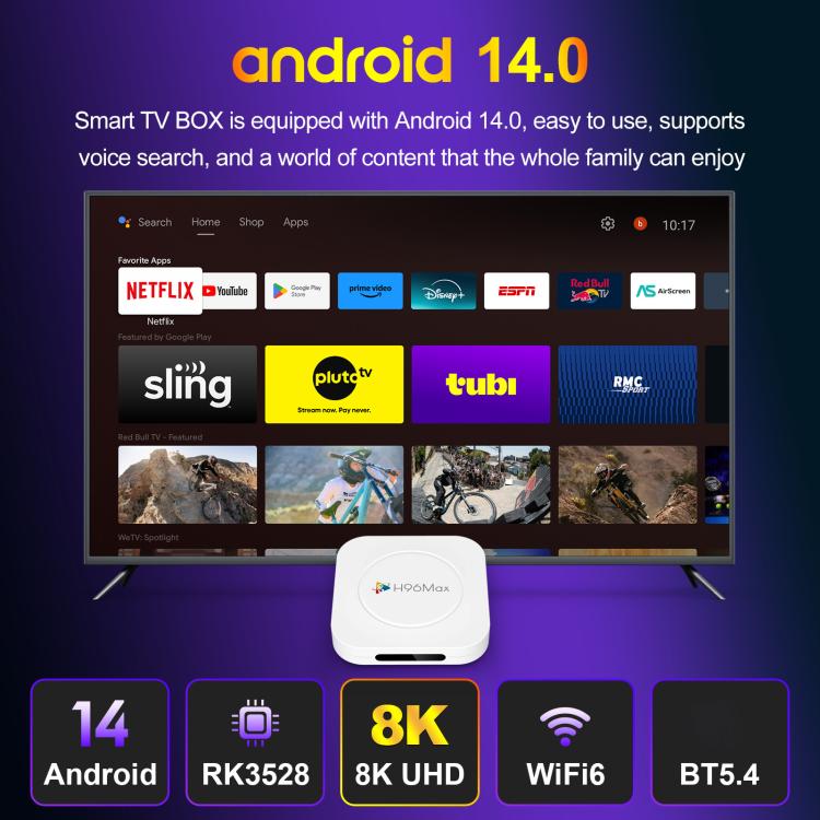 H96 Max M1 Plus Android 14.0 Smart TV Box, 4GB+128GB, RK3528 Quad-core ARM Cortex-A53(AU Plug) - Others by buy2fix | Online Shopping UK | buy2fix