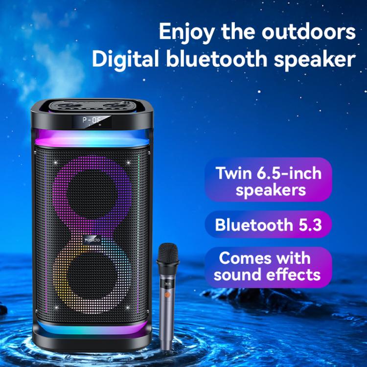 Yesido YSW29 Outdoor Ambient Light Digital Bluetooth Speaker with Microphone(Black) - Desktop Speaker by Yesido | Online Shopping UK | buy2fix