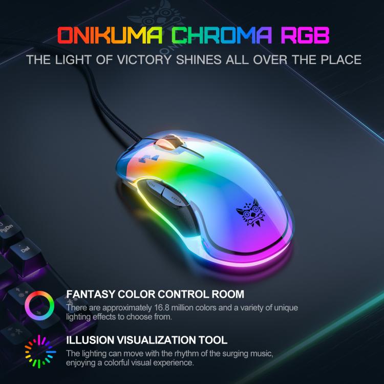 ONIKUMA CW925 12800DPI Colorful RGB E-Sports Gaming Wired Mouse(Black) - Wired Mice by ONIKUMA | Online Shopping UK | buy2fix