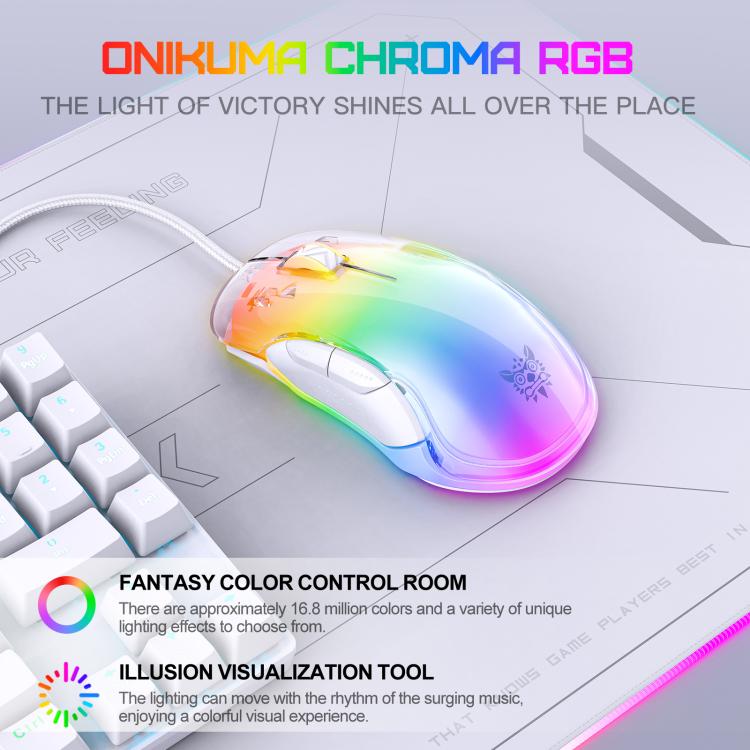 ONIKUMA CW925 12800DPI Colorful RGB E-Sports Gaming Wired Mouse(White) - Wired Mice by ONIKUMA | Online Shopping UK | buy2fix