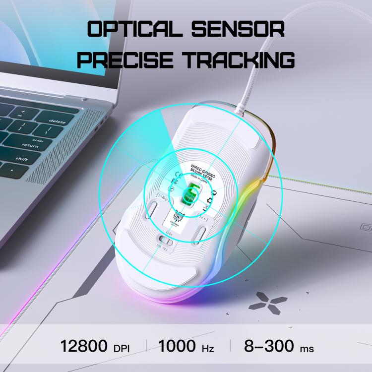 ONIKUMA CW925 12800DPI Colorful RGB E-Sports Gaming Wired Mouse(White) - Wired Mice by ONIKUMA | Online Shopping UK | buy2fix