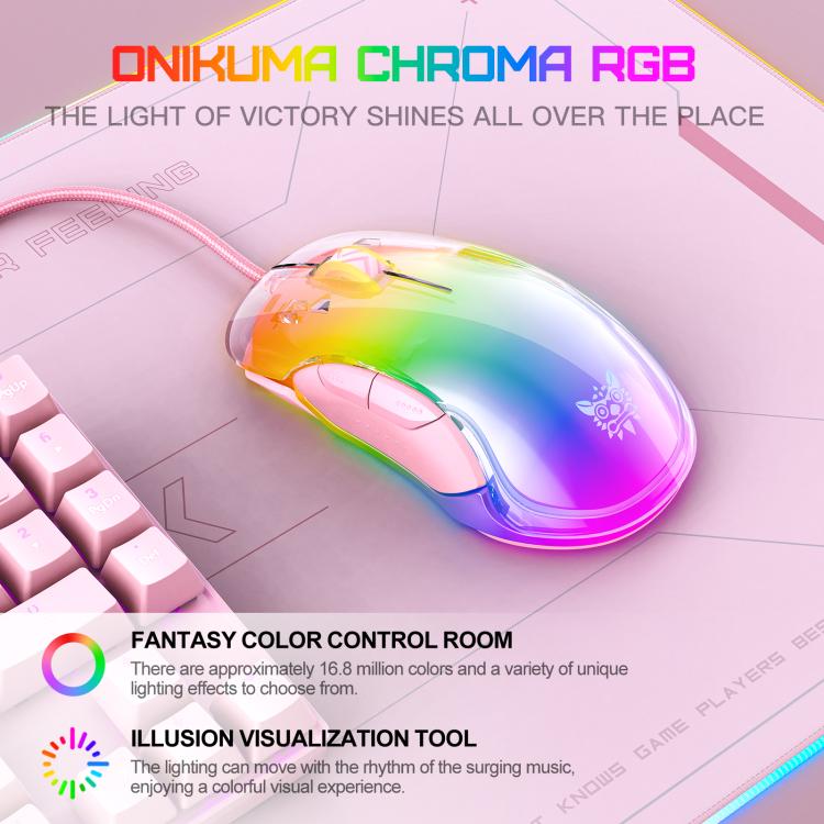 ONIKUMA CW925 12800DPI Colorful RGB E-Sports Gaming Wired Mouse(Pink) - Wired Mice by ONIKUMA | Online Shopping UK | buy2fix