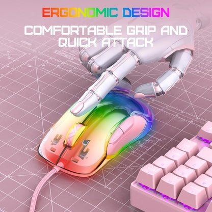 ONIKUMA CW925 12800DPI Colorful RGB E-Sports Gaming Wired Mouse(Pink) - Wired Mice by ONIKUMA | Online Shopping UK | buy2fix