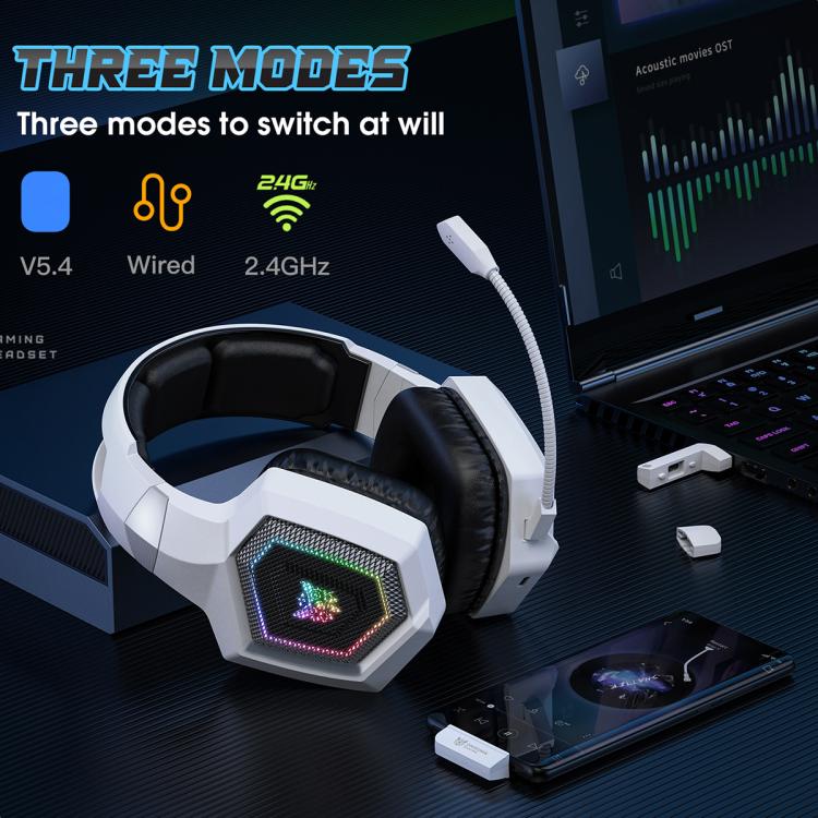 ONIKUMA GT806 Tri-mode Bluetooth 2.4G Wired E-sports Game Headset(White) - Multimedia Headset by ONIKUMA | Online Shopping UK | buy2fix