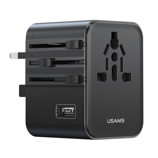 USAMS CC308 17W Dual Type-C and USB-A Ports Universal Travel Charger(Black) - Plug Adaptor by USAMS | Online Shopping UK | buy2fix