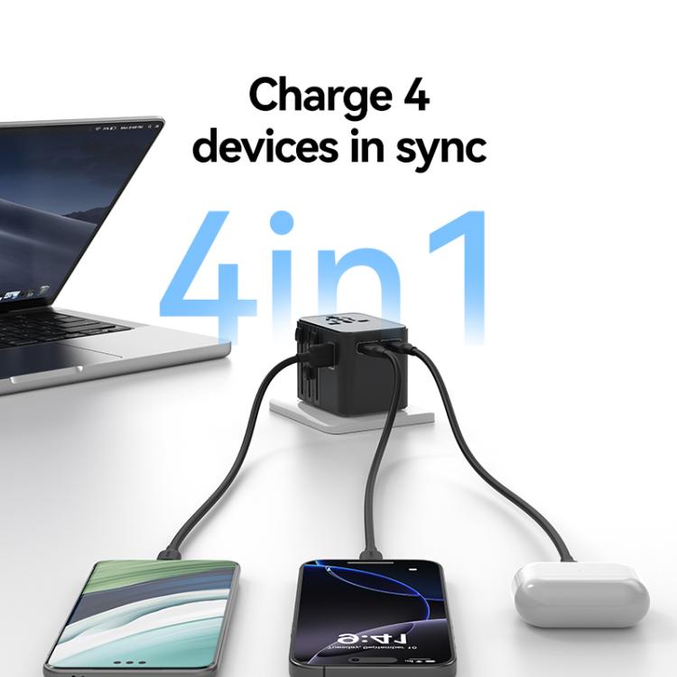 USAMS CC308 17W Dual Type-C and USB-A Ports Universal Travel Charger(Black) - Plug Adaptor by USAMS | Online Shopping UK | buy2fix