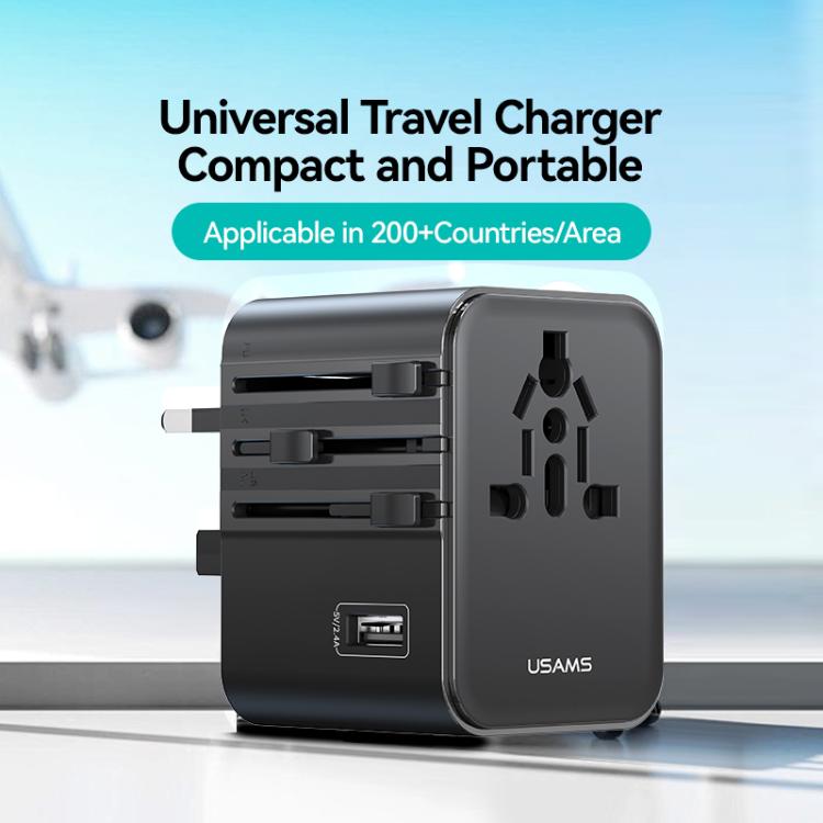 USAMS CC308 17W Dual Type-C and USB-A Ports Universal Travel Charger(Black) - Plug Adaptor by USAMS | Online Shopping UK | buy2fix